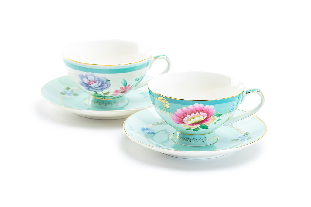 Mint Flower Garden Fine Porcelain Cup and Saucer Sets