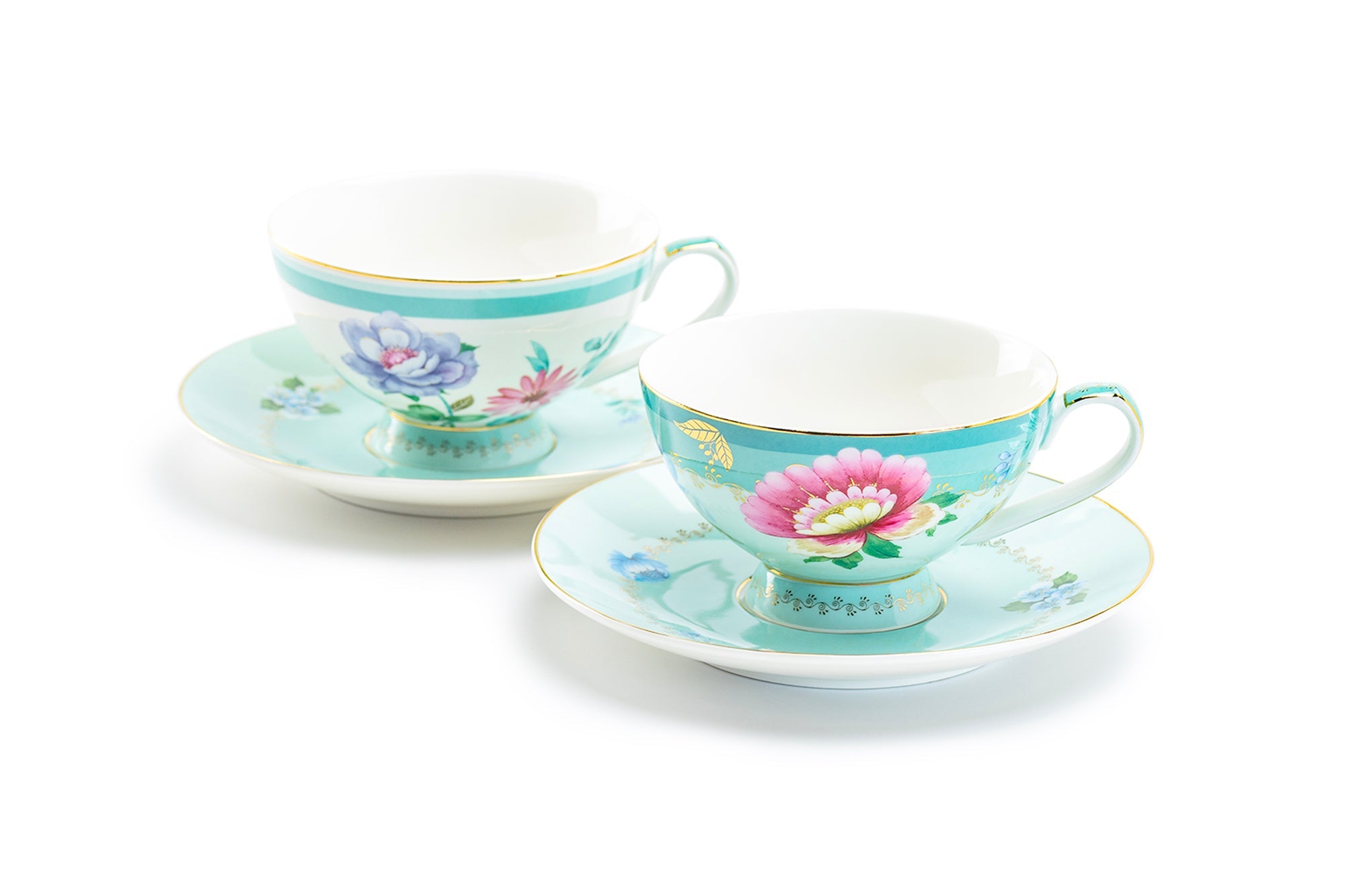 Mint Flower Garden Fine Porcelain Cup and Saucer Sets