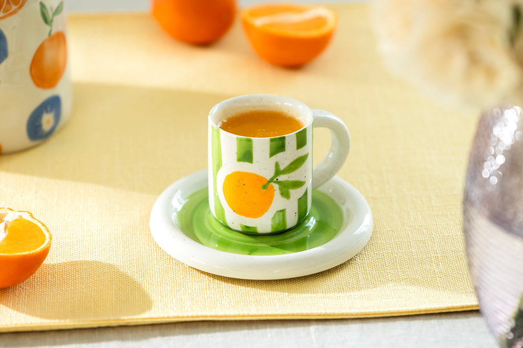 Citrus Stripe 4oz Demitasse Cup and Saucer