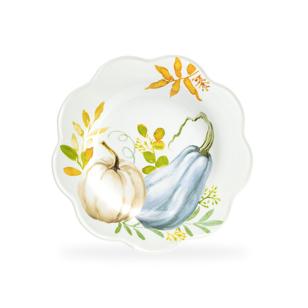 8.5" Assorted Fall Pumpkins Scallop Salad/Dessert Plate Set of 4