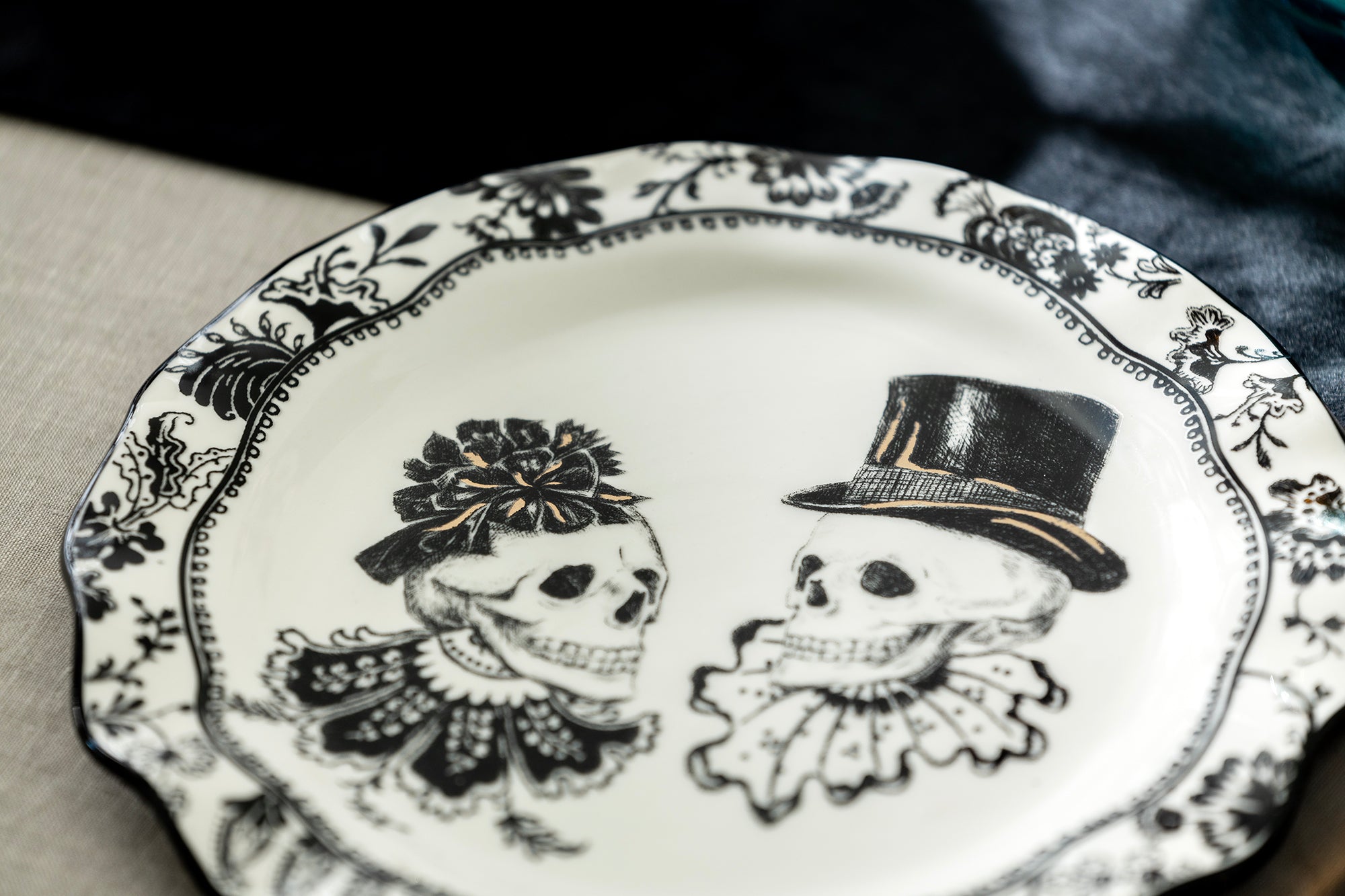 Halloween Victorian Skulls Dessert / Salad Plate - CLEARANCE