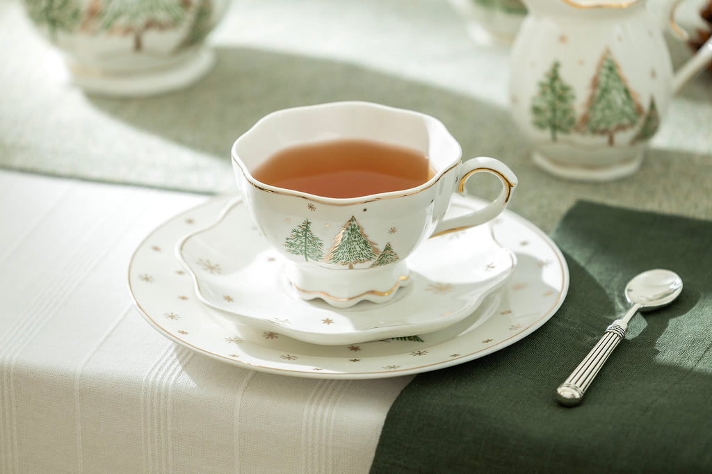 Christmas Pine Trees Fine Porcelain Tea Set