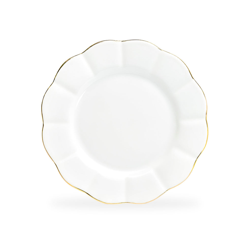 White Gold Scallop Fine Porcelain Dessert/Dinner Plate