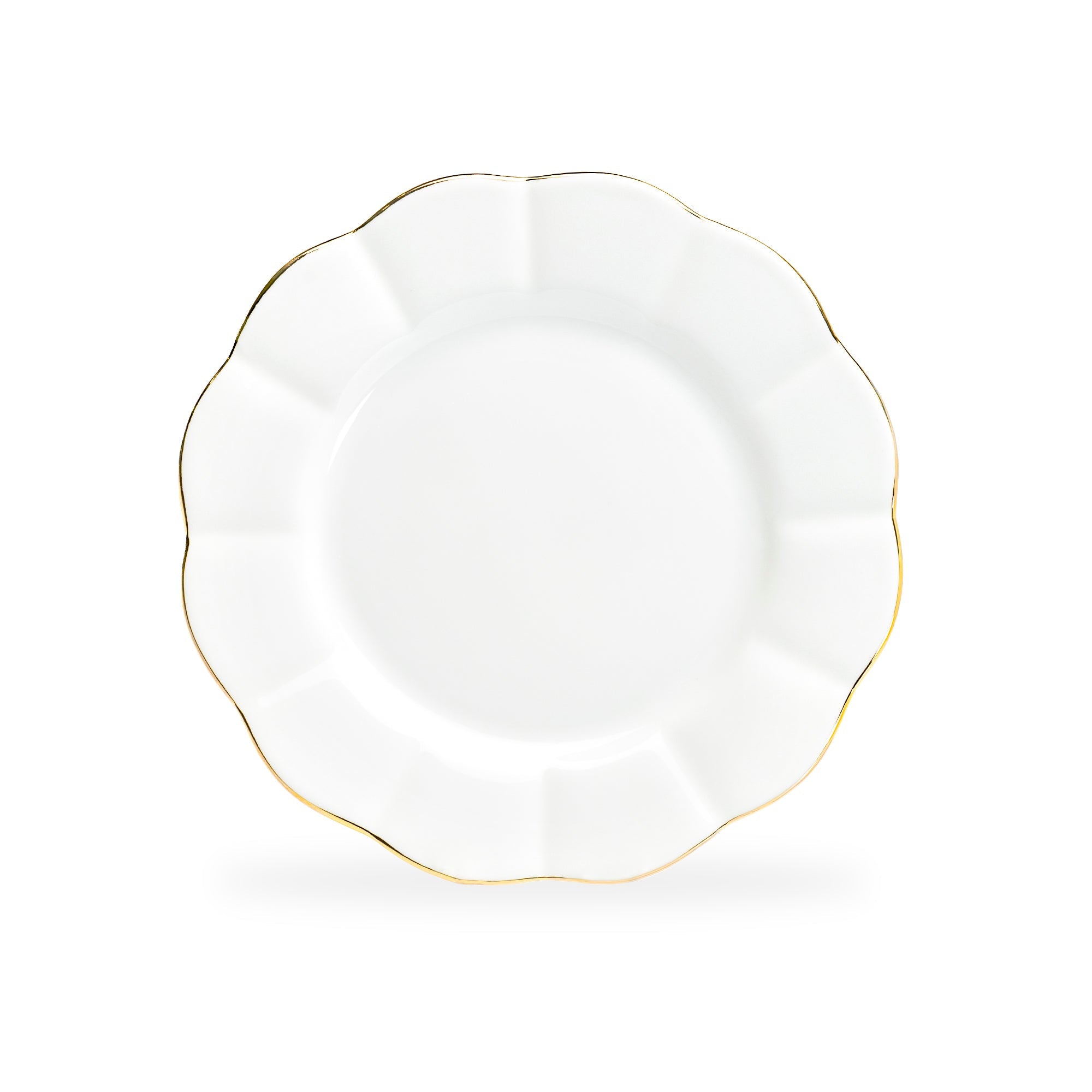 White Gold Scallop Fine Porcelain Dessert/Dinner Plate