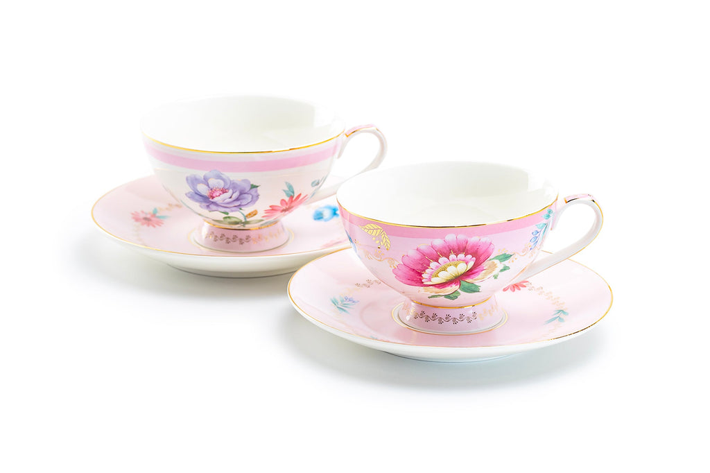 Pink Flower Garden Fine Porcelain Cup and Saucer Sets