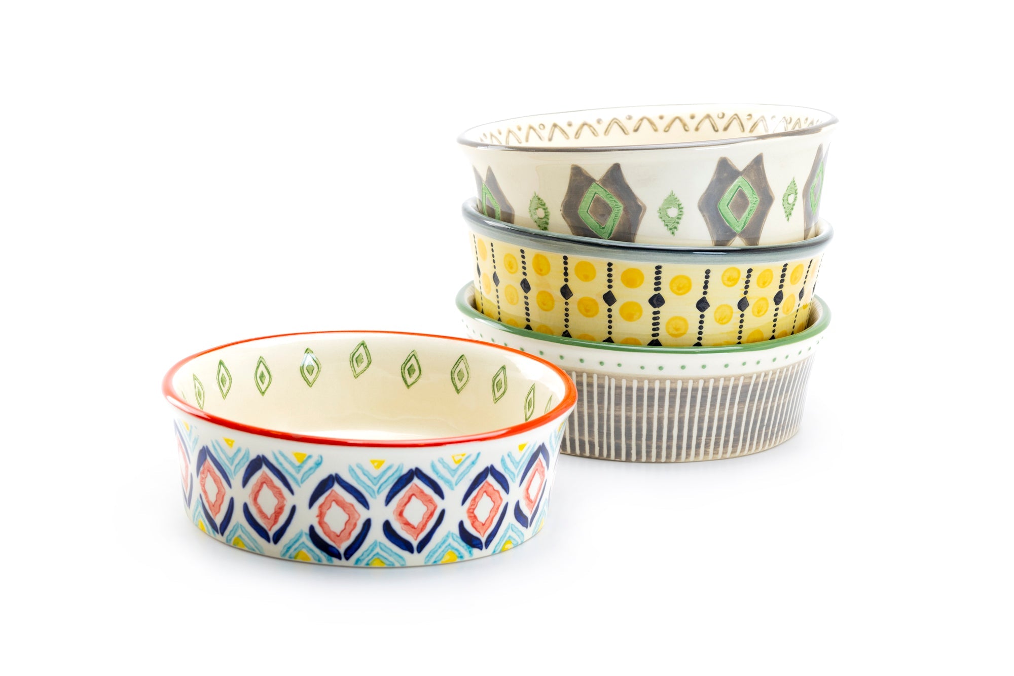 6.25" Organic Stripe Heavy Weight Ceramic Pet Bowl