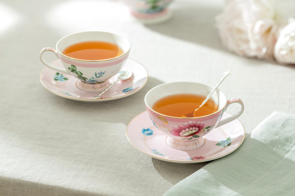 Pink Flower Garden Fine Porcelain Cup and Saucer Sets
