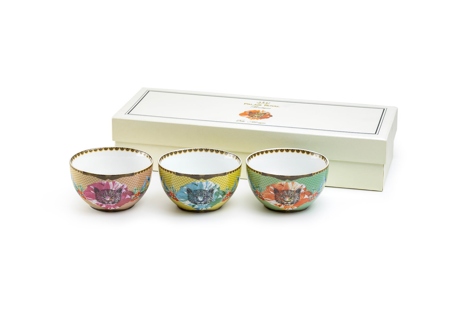 Summer Savanna Leopard Fine Porcelain Tidbit Bowls Set of 3 with Gift Box