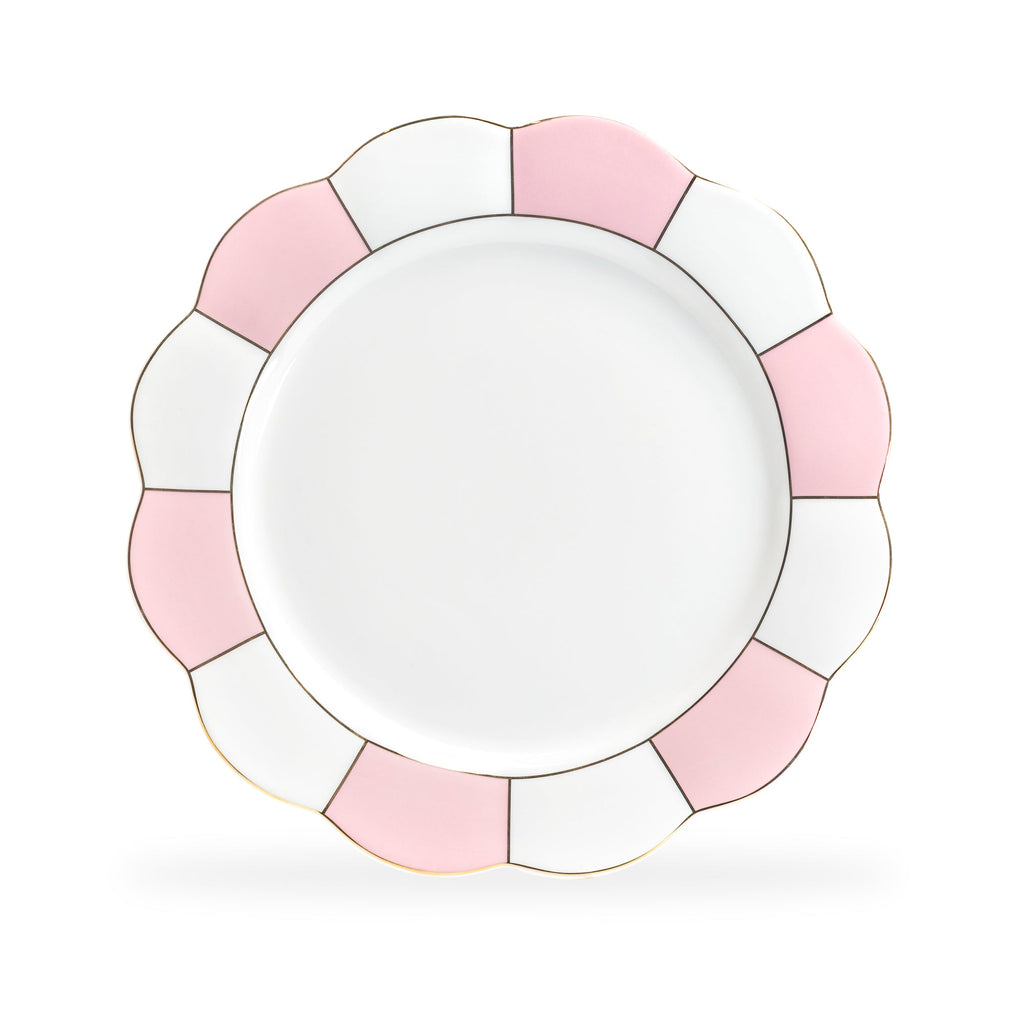 Pink and White Scallop Fine Porcelain Dessert/Dinner Plate