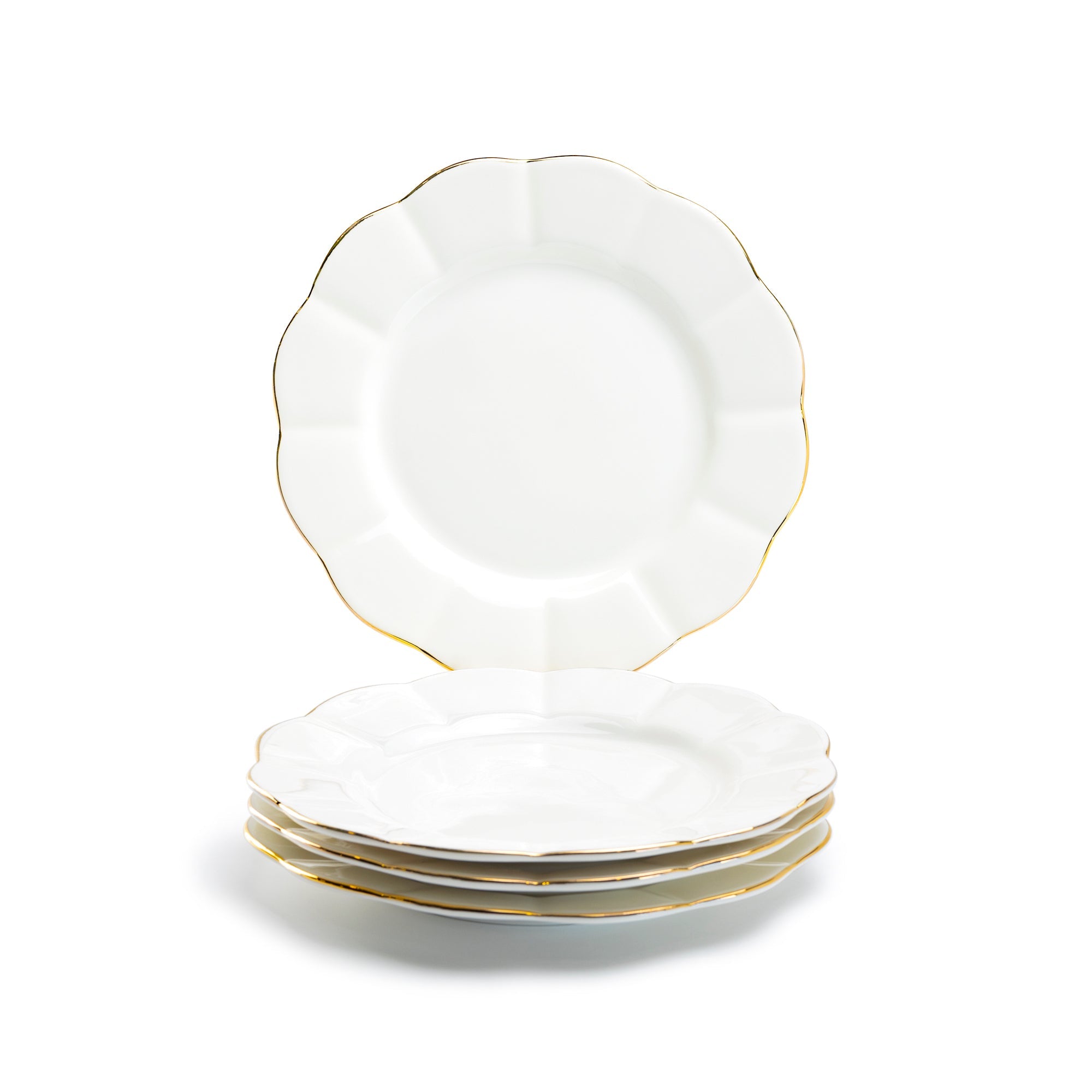 White Gold Scallop Fine Porcelain Dessert/Dinner Plate