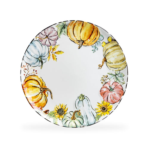 10.5" Fall Pumpkins with Sunflowers Dinner Plate