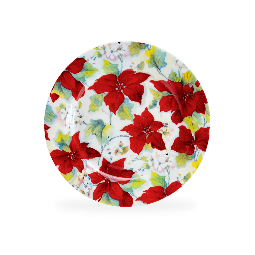 7.5" Poinsettia Bone China Dessert Plate