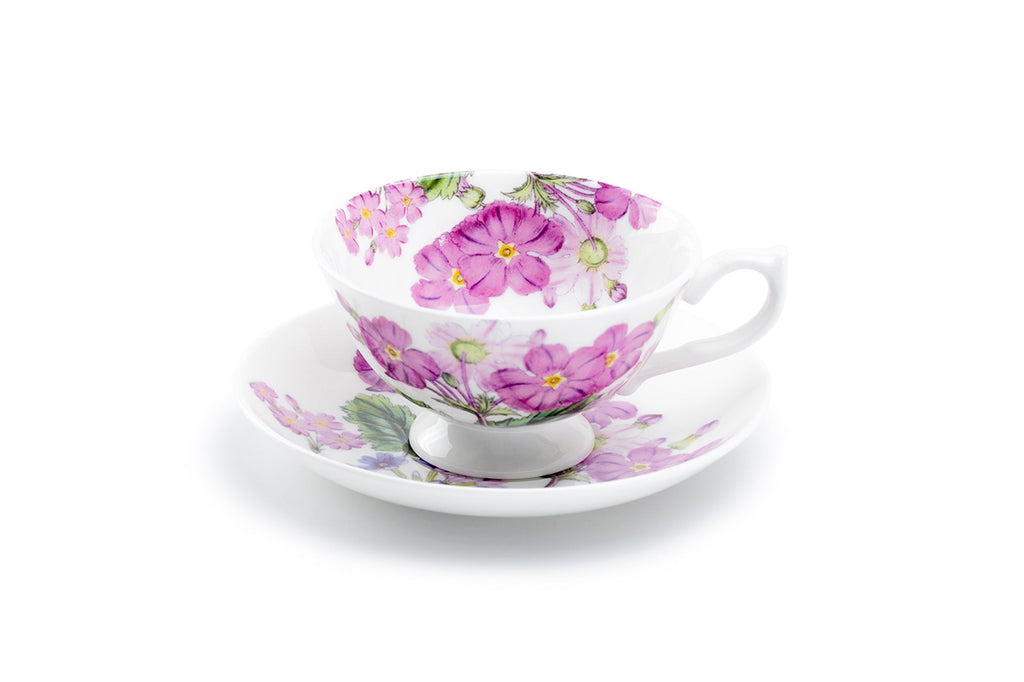 Pink Zinnia Bone China Tea Cup and Saucer