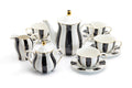 Black and White Scallop Fine Porcelain Tea Set