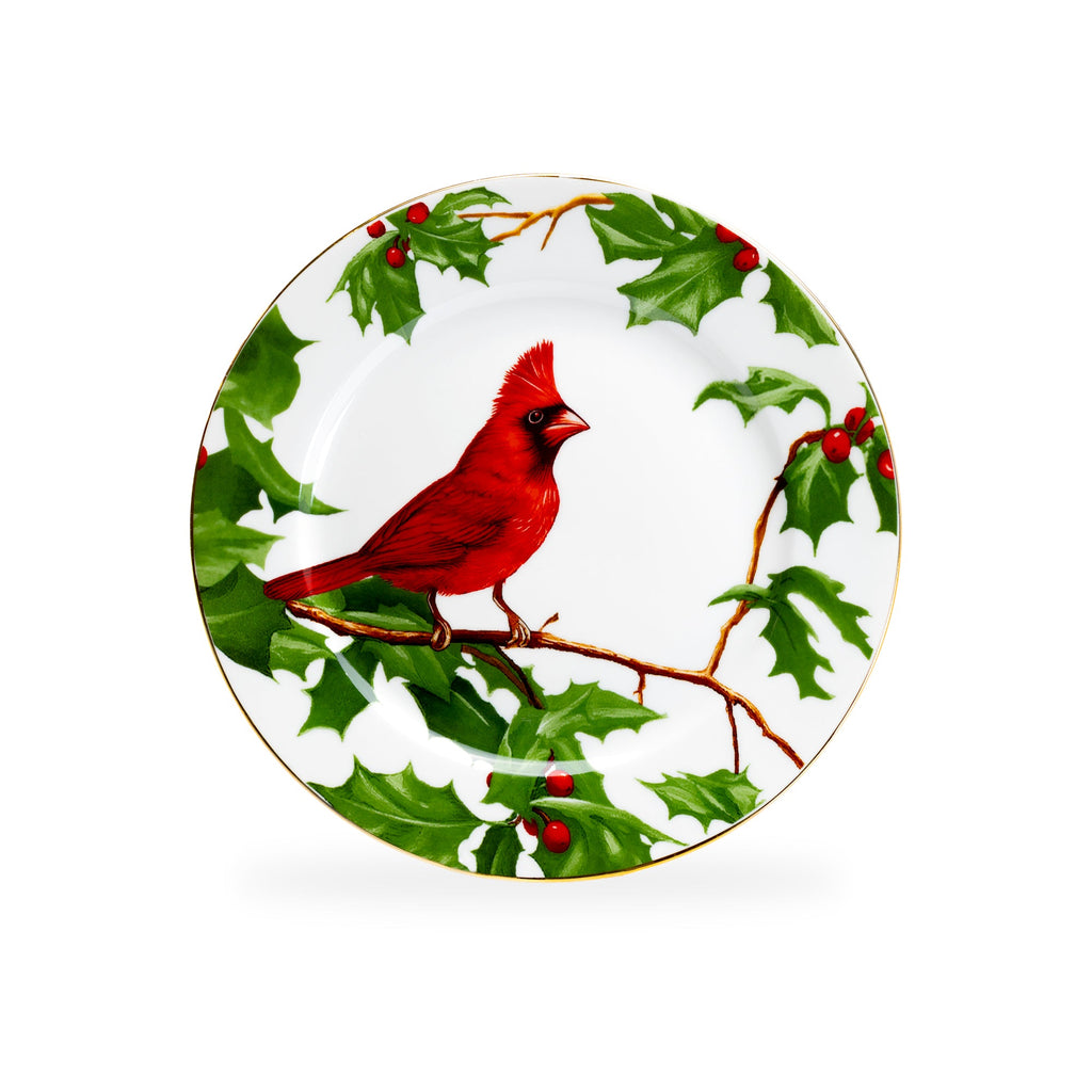 8" Red Cardinal Fine Porcelain Dessert Plate
