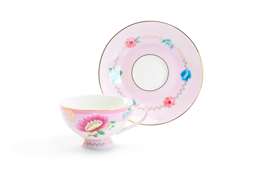Pink Flower Garden Fine Porcelain Cup and Saucer Sets