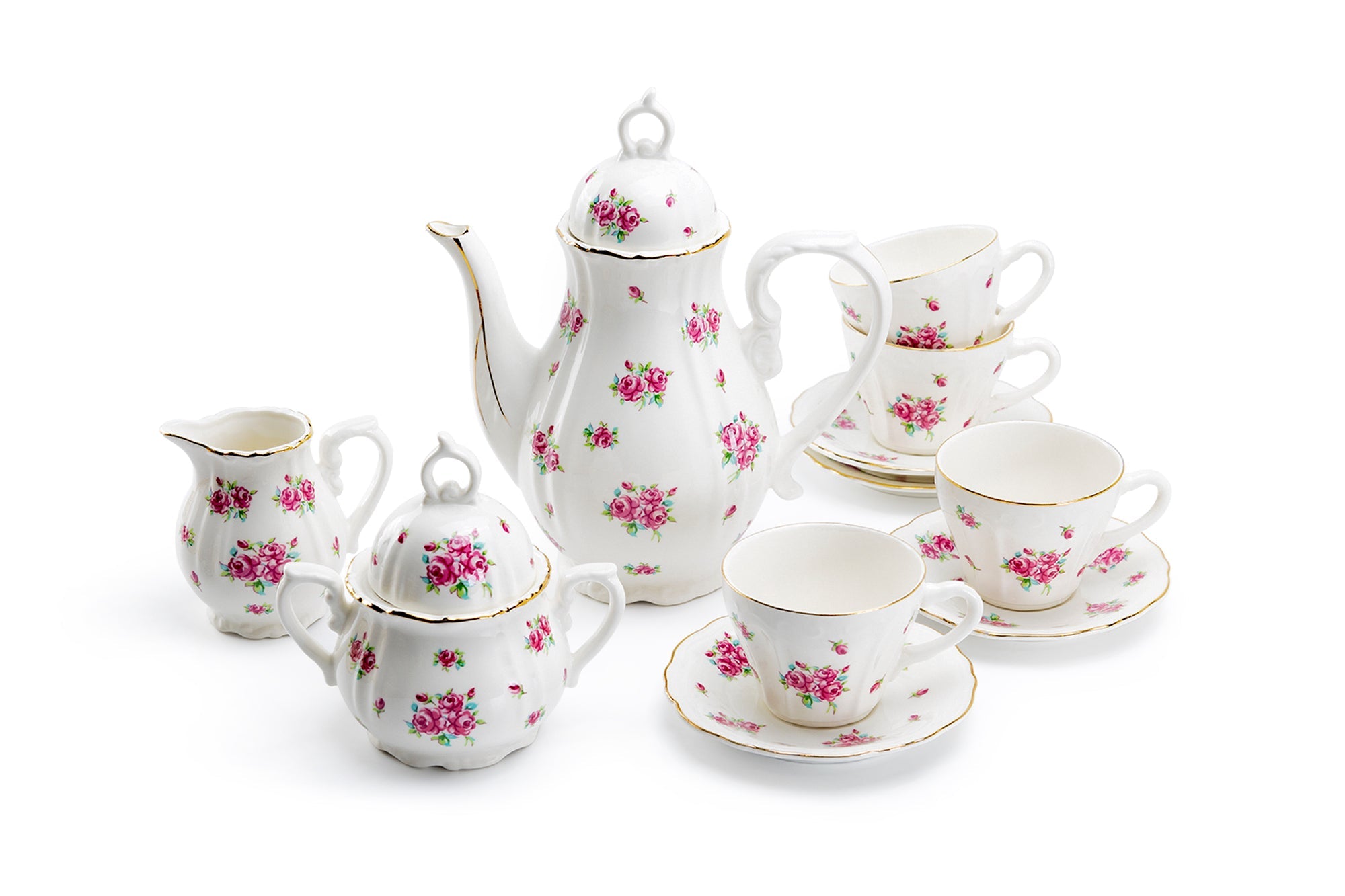 Rose Bud Fine Porcelain 11-Piece Mini Tea Set