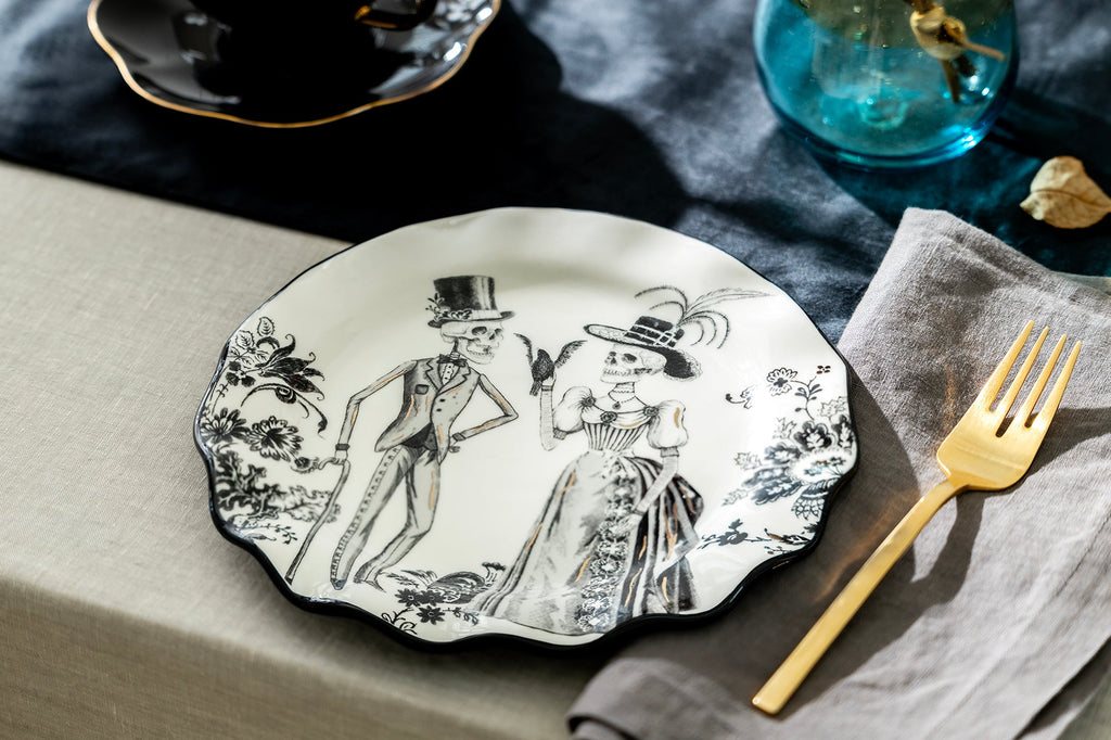 Halloween Victorian Skeletons Dessert/Dinner Plate