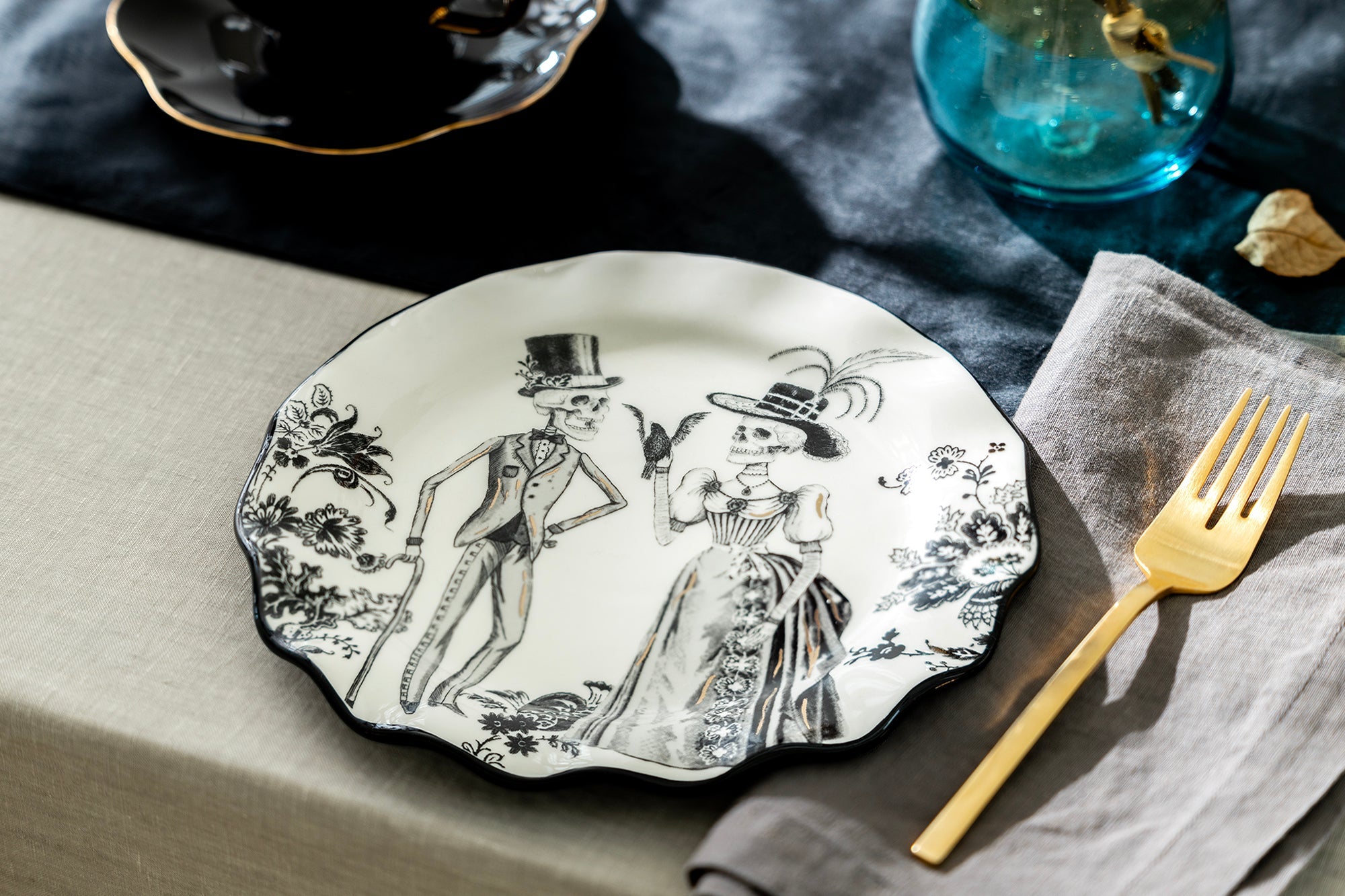 Halloween Victorian Skeletons Dessert/Dinner Plate