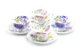 Flower Field Bone China Tea Cup and Saucer Set of 4