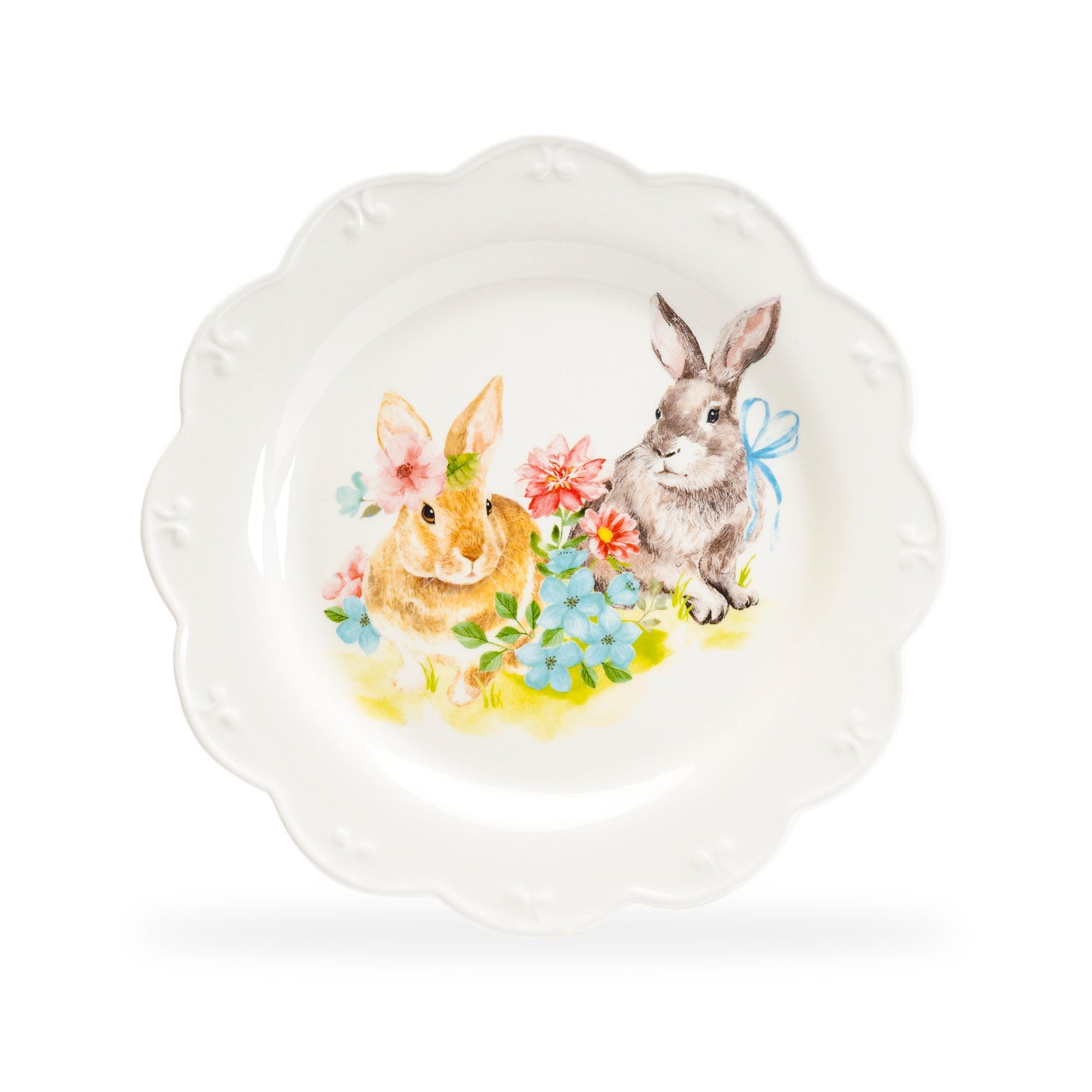 Flower Bunny Scallop Dessert/Dinner Plate
