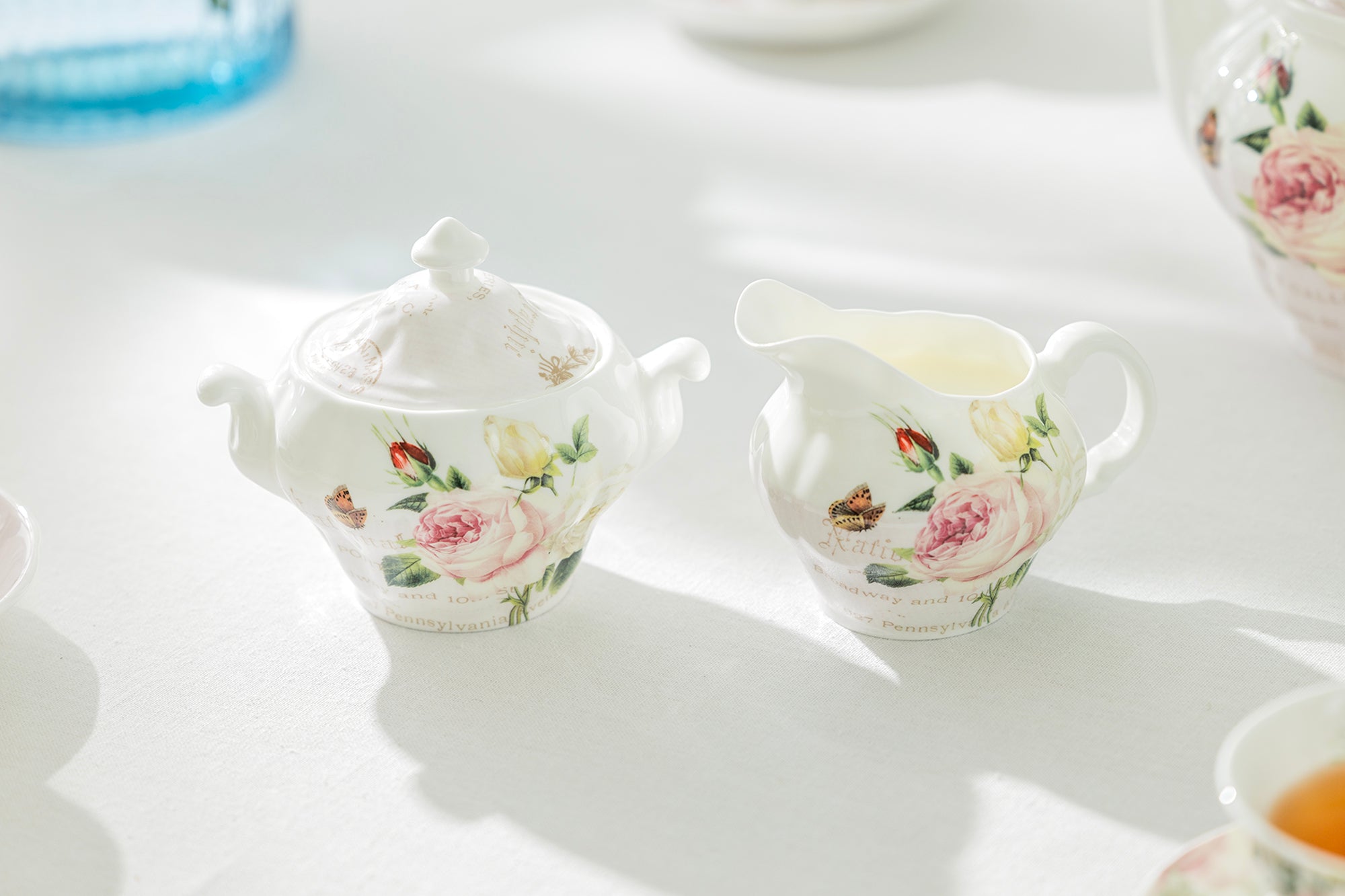 Liz's Rose Garden Bone China 11-Piece Tea Set