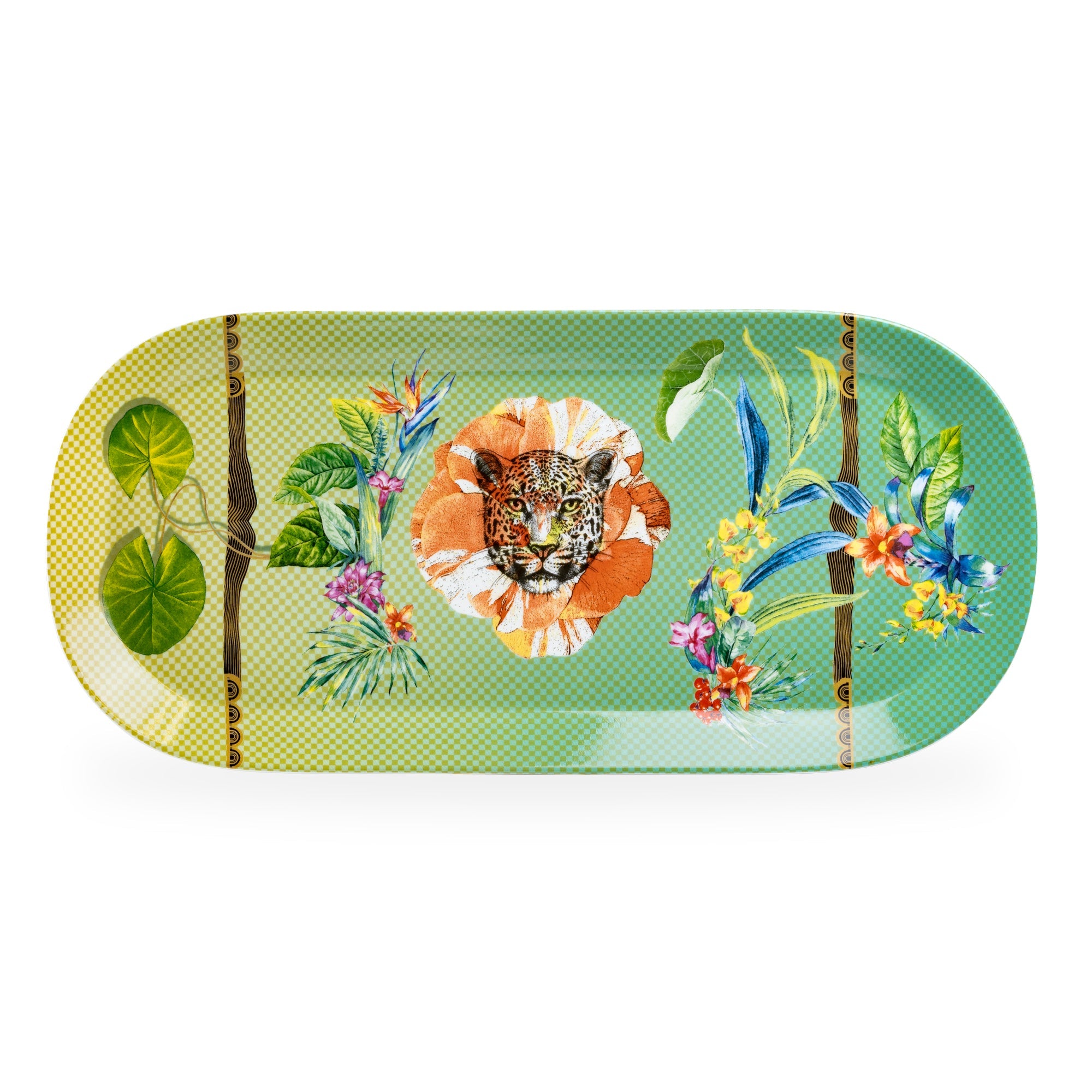 16.5" Summer Savanna Leopard Fine Porcelain Oval Serving Platter with Gift Box