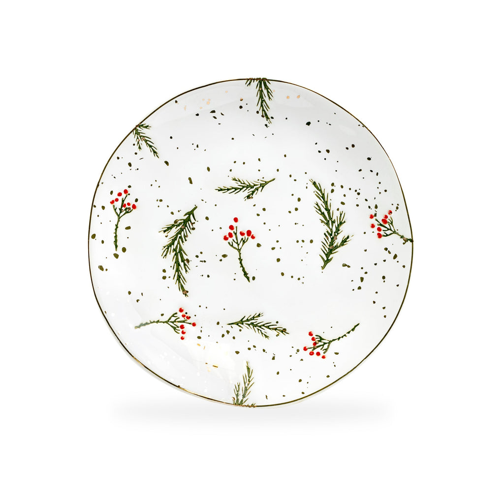 Holly Berries Organic Shape Dessert/Dinner Plate