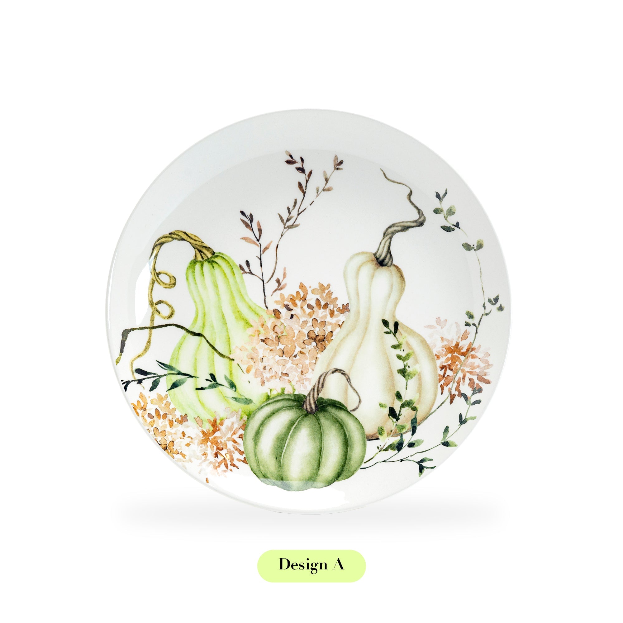 8.5" Fall Pumpkins Green Harvest Salad/Dessert Plate