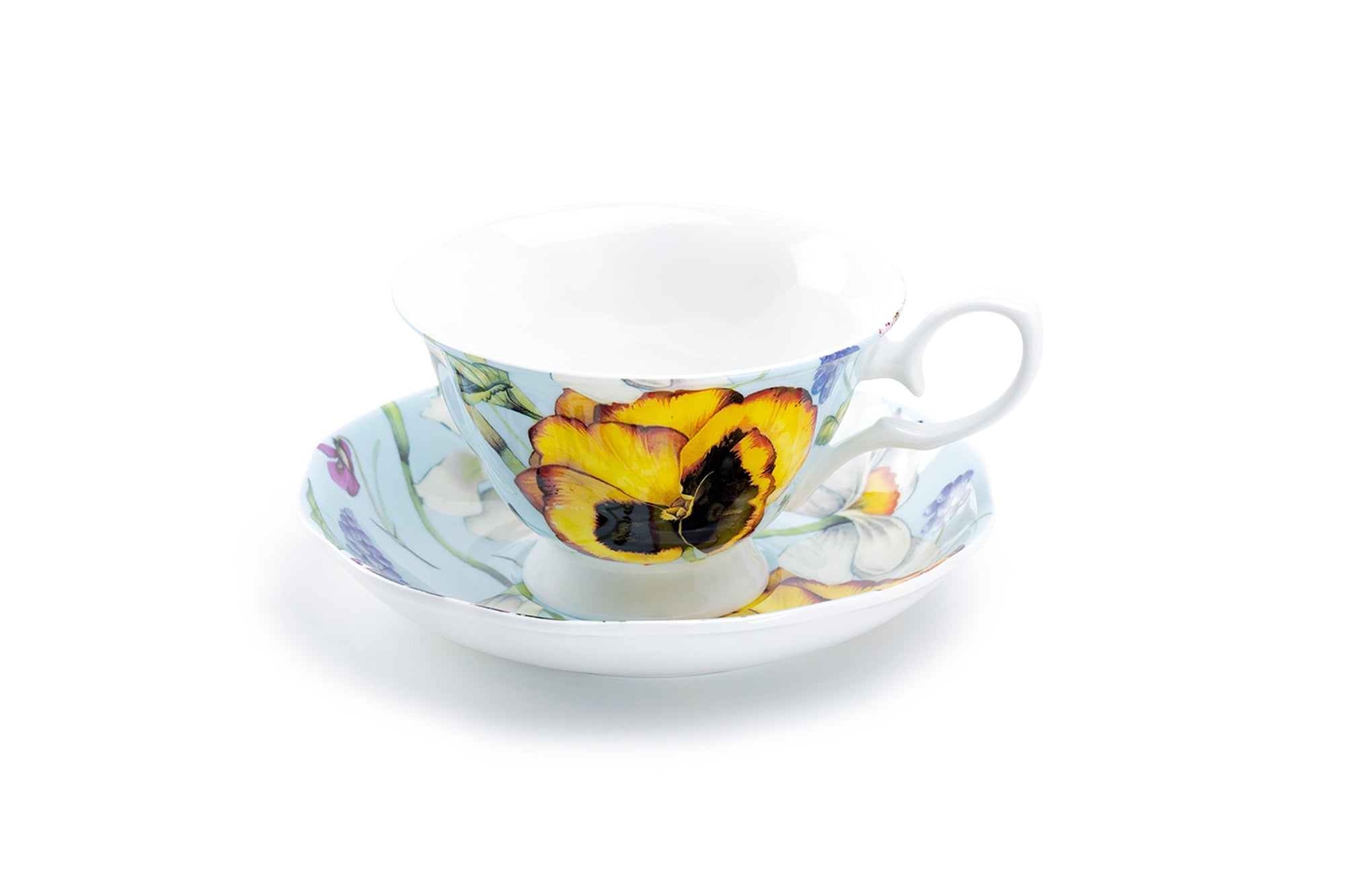 Yellow Pansy Bone China Tea Cup and Saucer