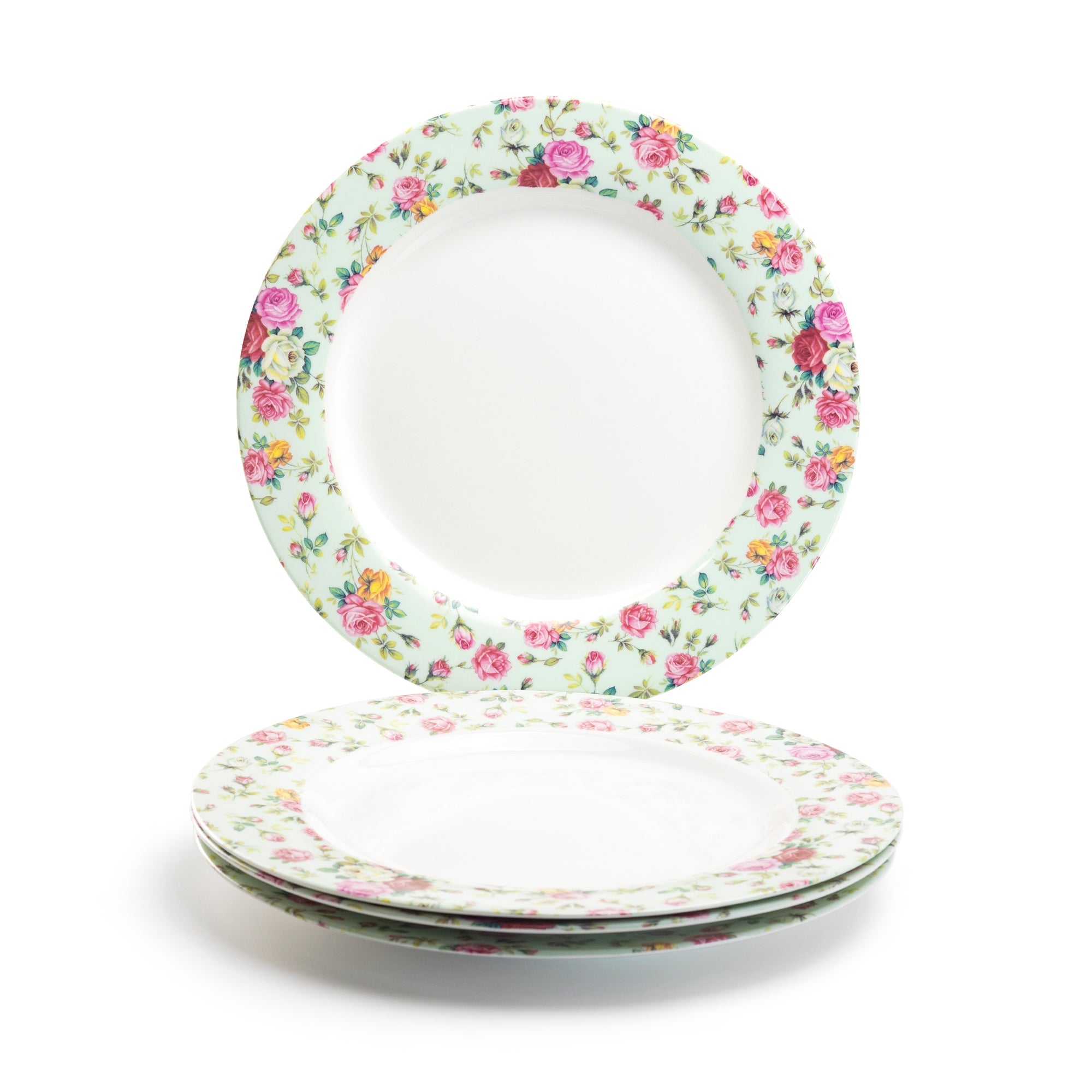 Blue Cottage Rose Chintz Fine Porcelain Dessert/Dinner Plate - New Edition