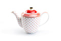 Red Josephine Stripes and Dots Fine Porcelain Teapot