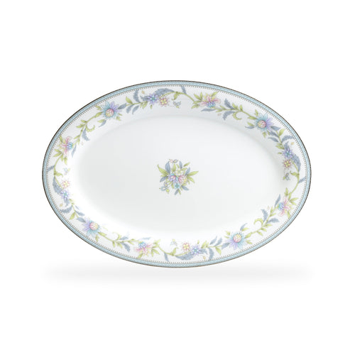 12.75" Lotus Garden Bone China Oval Serving Plate