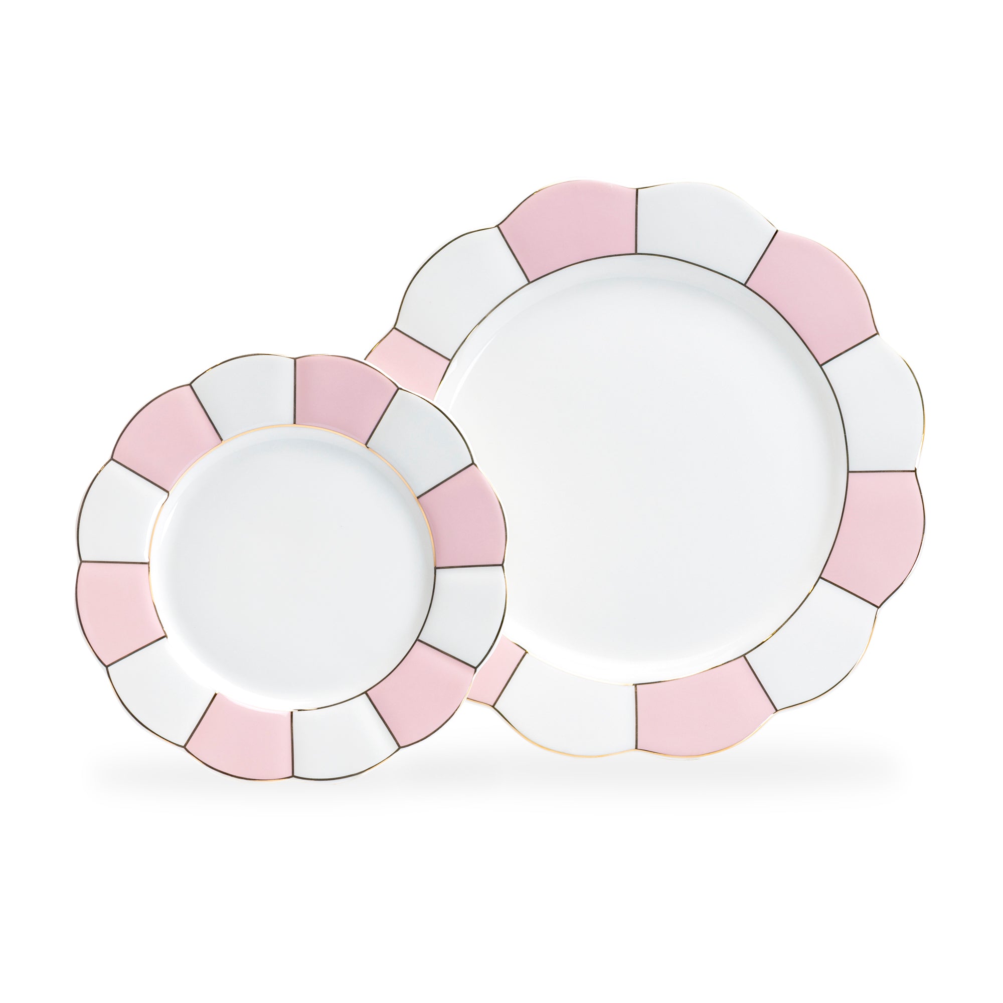 Pink and White Scallop Fine Porcelain Dessert/Dinner Plate