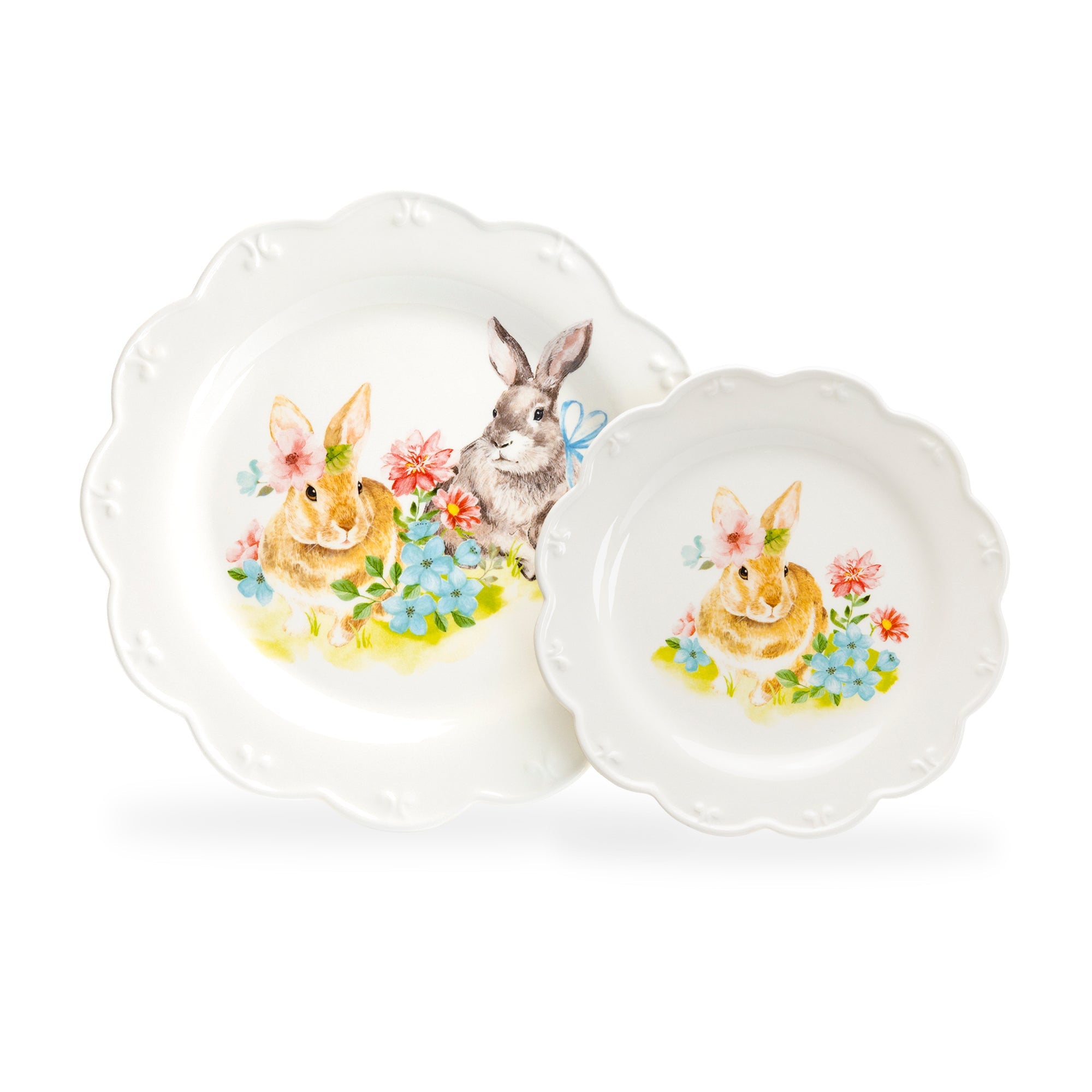 Flower Bunny Scallop Dessert/Dinner Plate