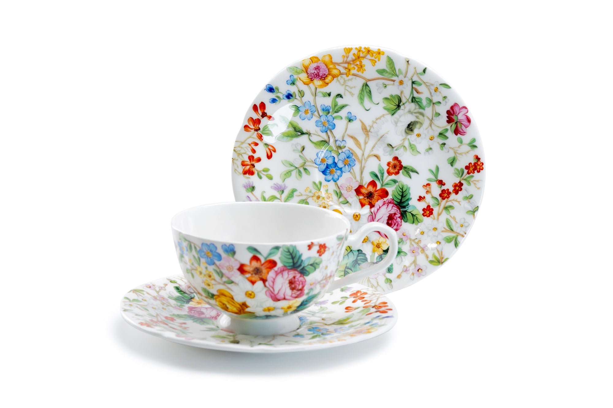 Lismore Rose Garden Bone China Tea Cup and Saucer