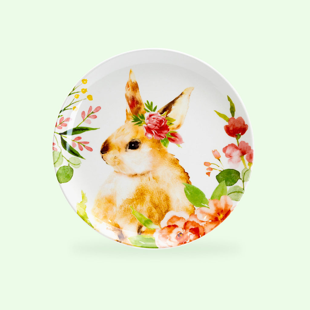 8.5" Flower Bunnies Salad/Dessert Plate Set of 4