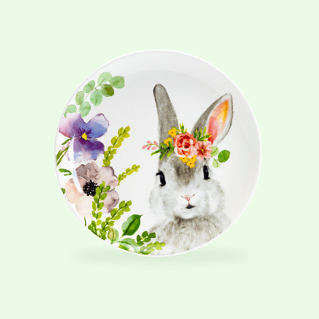 8.5" Flower Bunnies Salad/Dessert Plate Set of 4