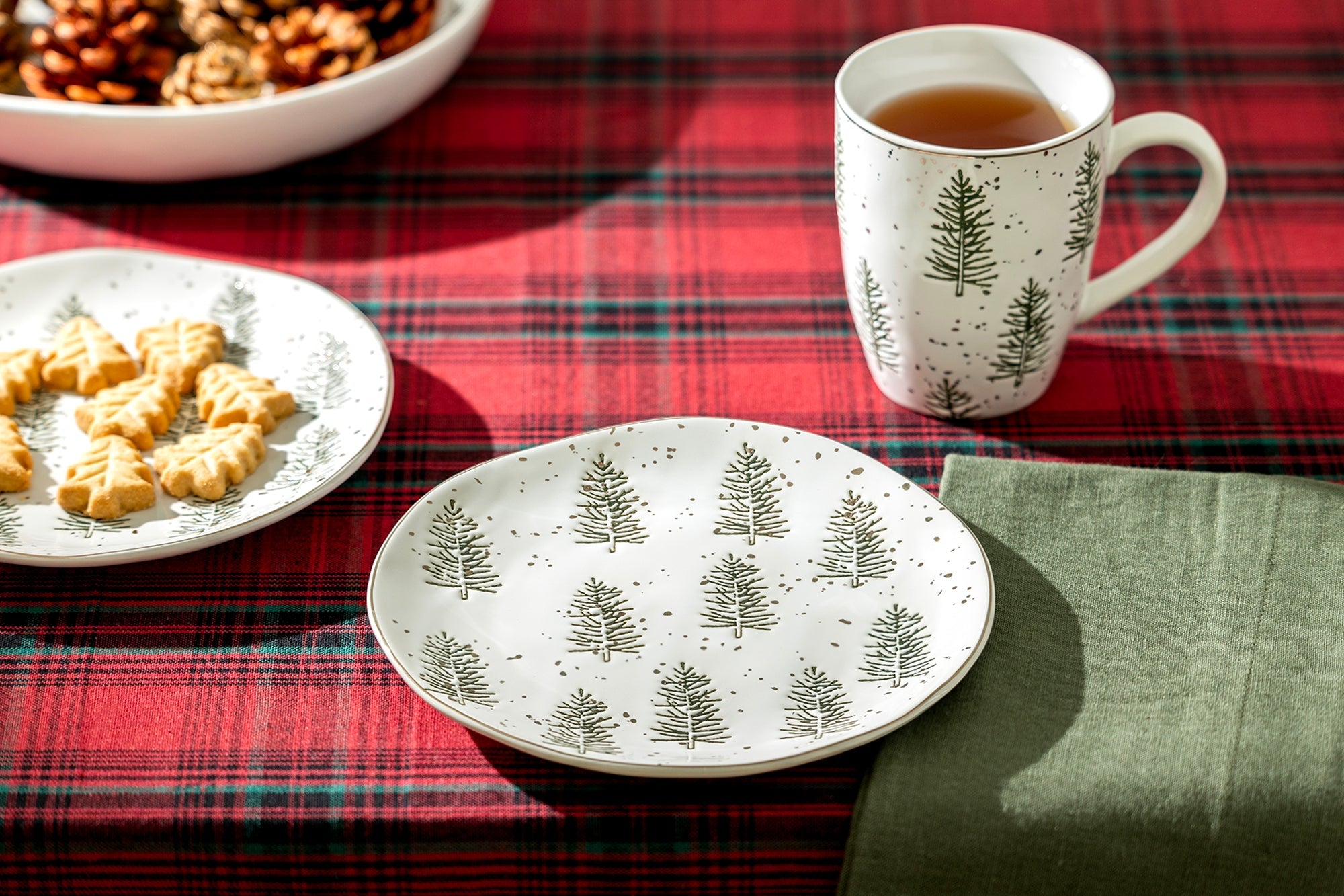 Snowy Pine Trees Organic Shape Dessert/Dinner Plate