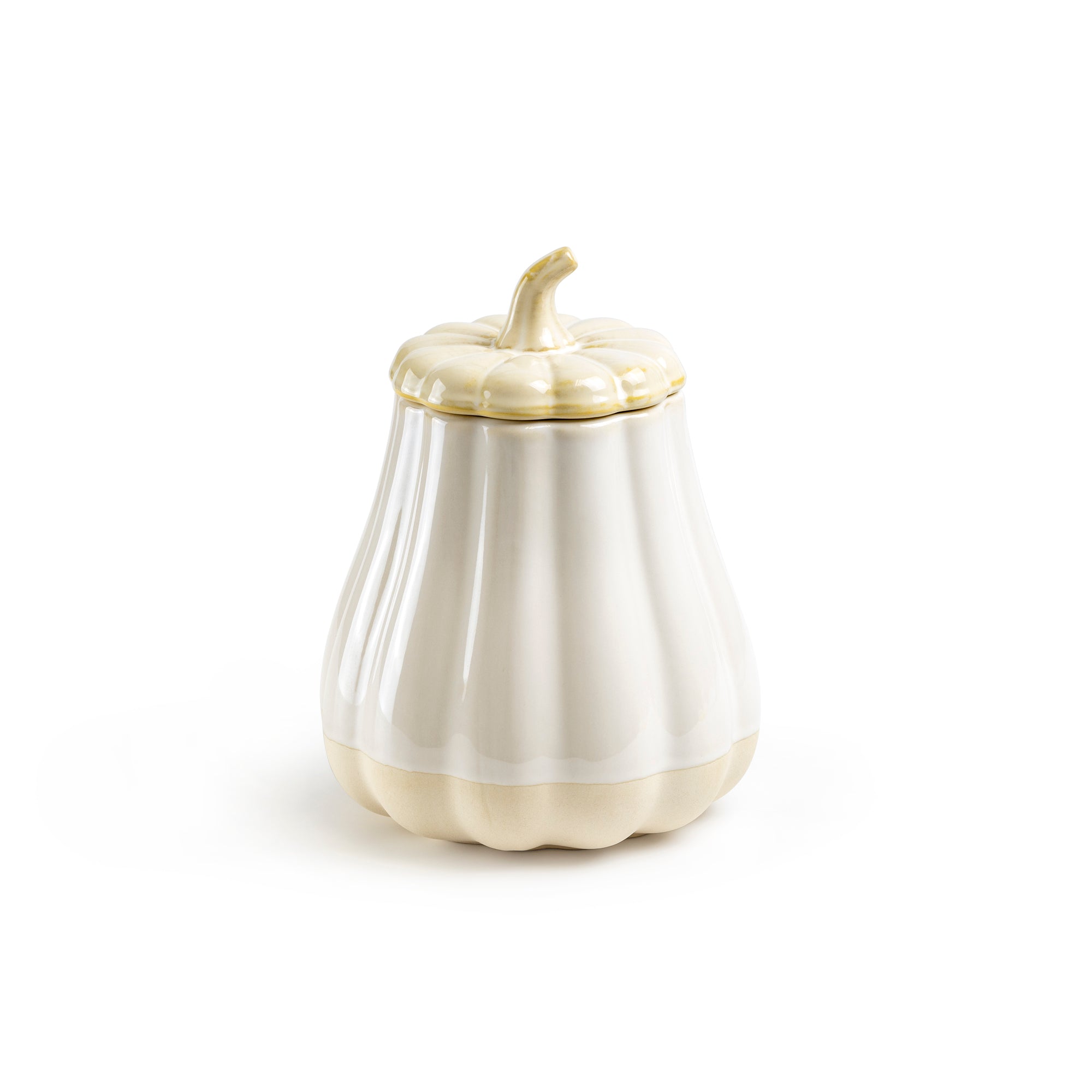 White Pumpkin Figural Reactive Glazed Jar with Silicone Seal Lid