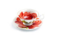 Red Rose Gold Dots Bone China Tea Cup and Saucer