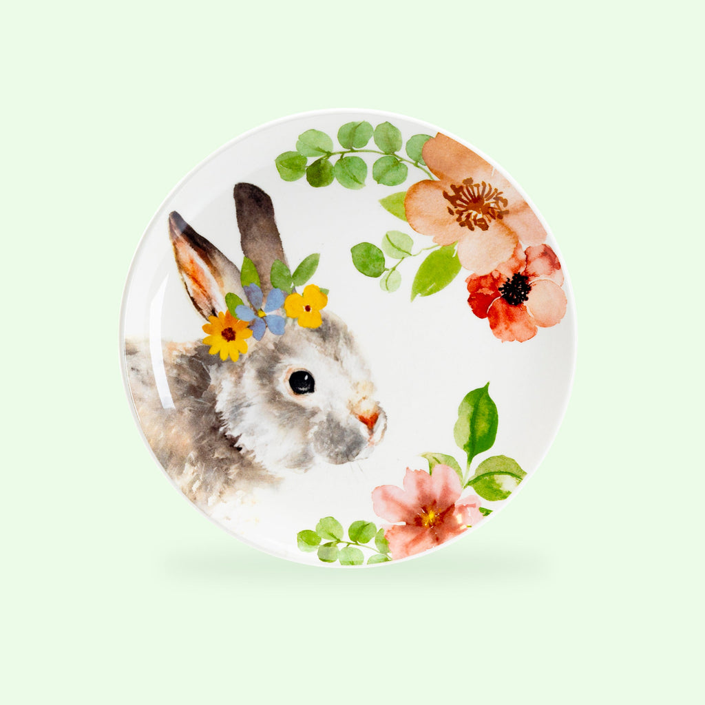 8.5" Flower Bunnies Salad/Dessert Plate Set of 4