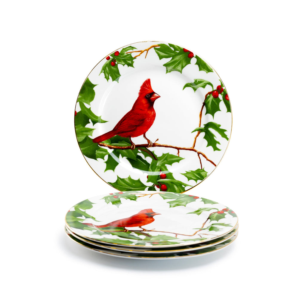 8" Red Cardinal Fine Porcelain Dessert Plate
