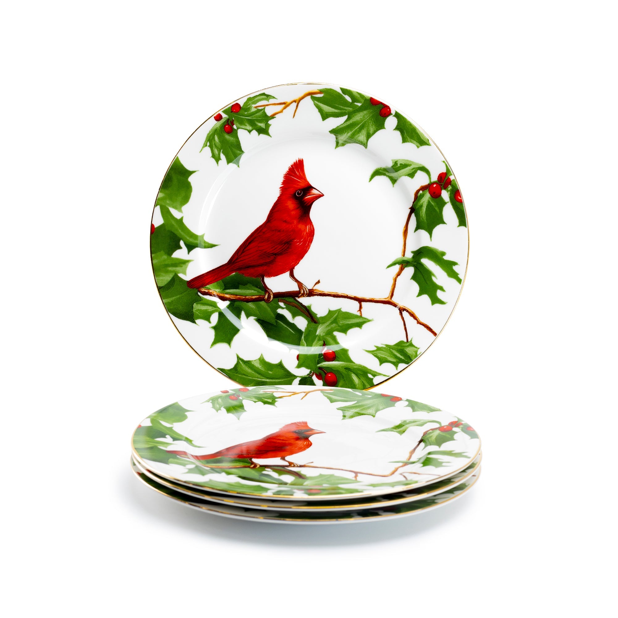 8" Red Cardinal Fine Porcelain Dessert Plate