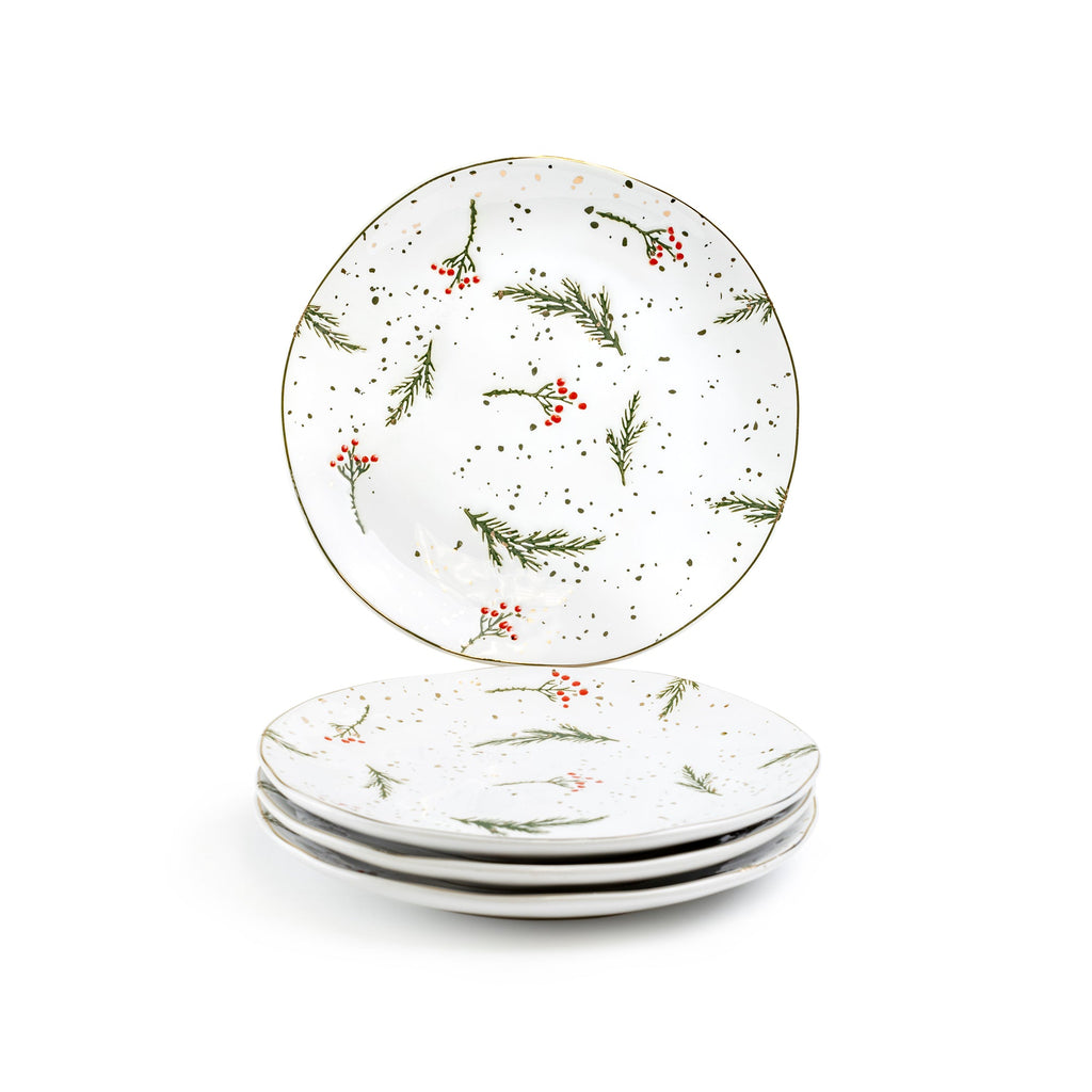 Holly Berries Organic Shape Dessert/Dinner Plate