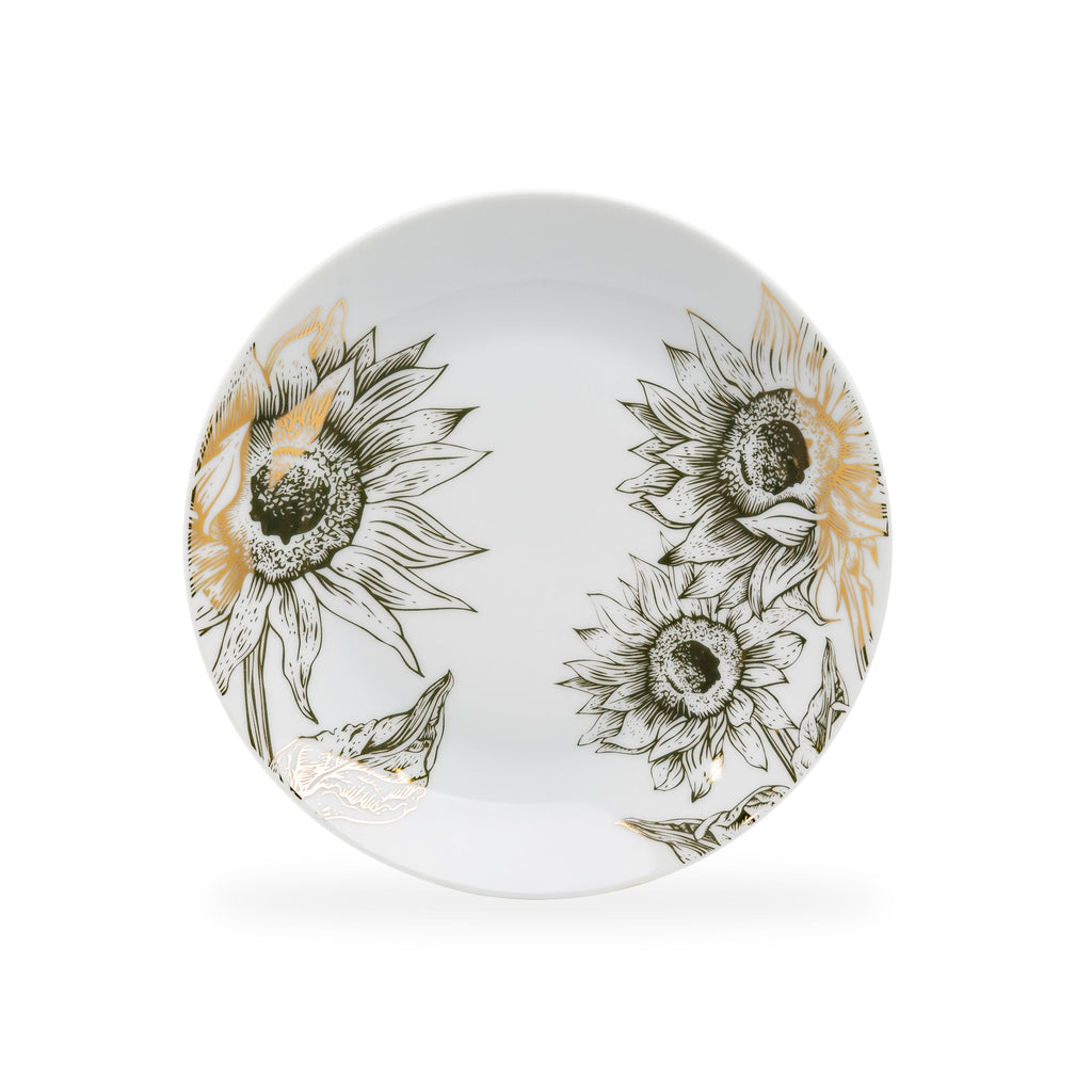 Gold Sunflowers Fine Porcelain Dessert/Dinner Plate