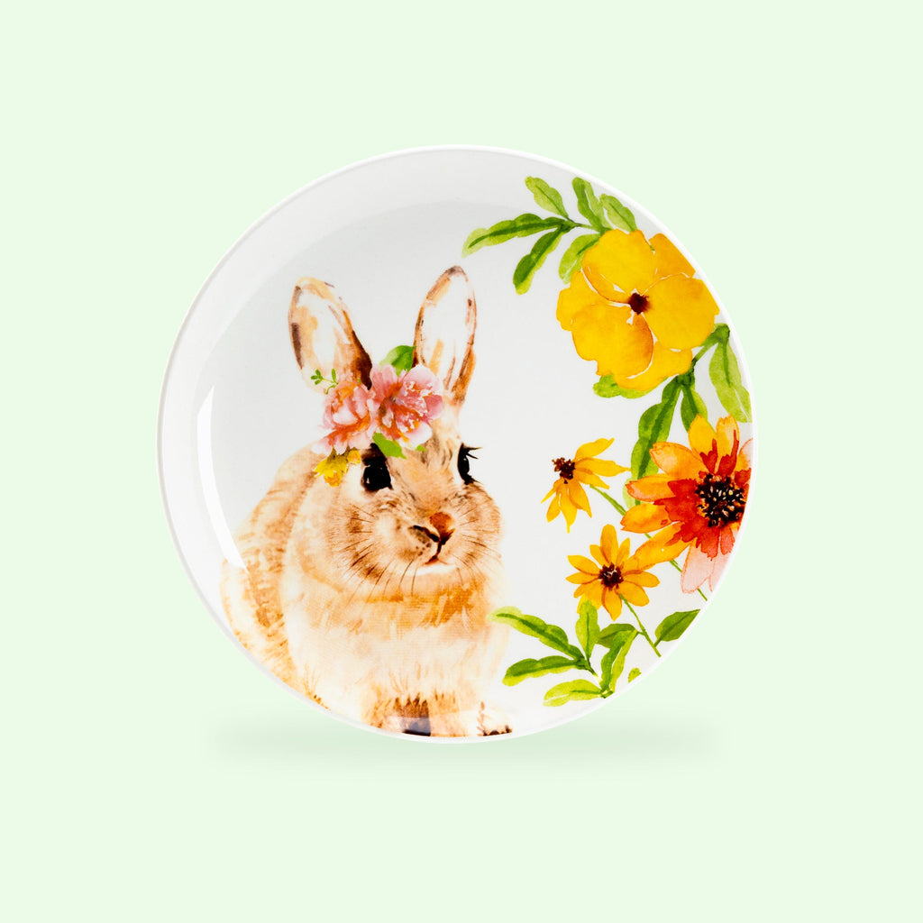 8.5" Flower Bunnies Salad/Dessert Plate Set of 4