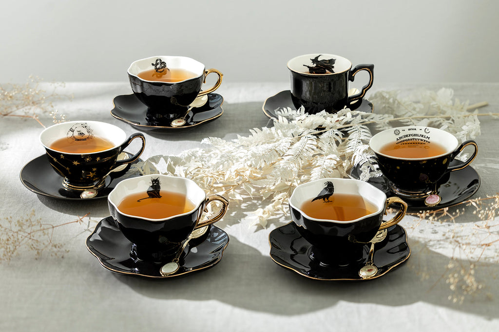 6 Assorted Halloween Tea Cup and Saucer Sets - Ver. A