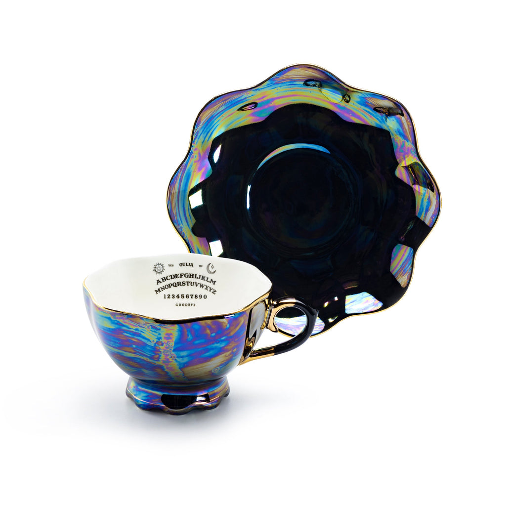 Ouija Board Black Gold Luster Tea Cup and Saucer