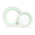 Mint Green Stripe with Gold Dots Fine Porcelain Dessert/Dinner Plate